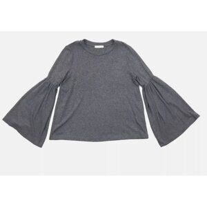 Angela Mara Italy Sweater Pullover Gray Bell Sleeve Large